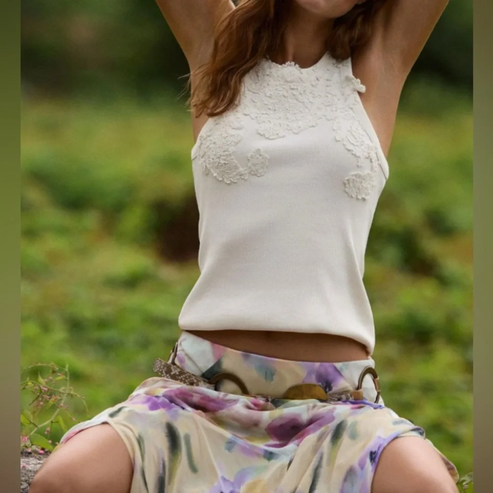 🤍Anthropologie The Pippah Lace Applique Tank Size XXS - Picture 2 of 11